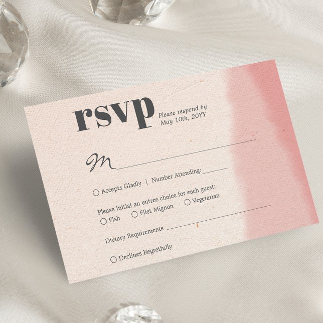 Minimalistisch Blush & Bloom Bold Script Hochzeit RSVP Karte (Von Creator hochgeladen)
