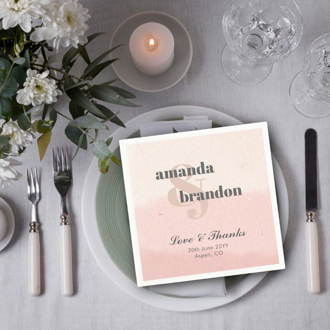 Minimalistisch Blush & Bloom Bold Script Liebe & D Serviette (Von Creator hochgeladen)
