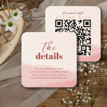 Minimalistisch Blush Bloom Bold Script QR Code Wed