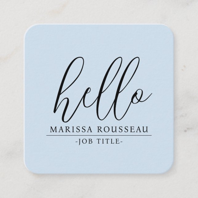 Minimalistisch Blush Blue Hallo QR Code Social Med Quadratische Visitenkarte (Vorderseite)