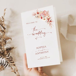 Minimalistisch Blush Boho Wedding Program Card
