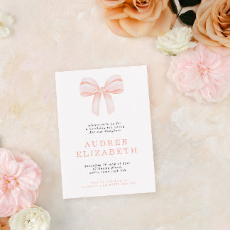 Minimalistisch Blush Coquette Bow Girls Geburtstag Einladung