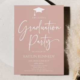 Minimalistisch Blush Pink Elegante Graduierungspar Einladung