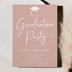 Minimalistisch Blush Pink Elegante Graduierungspar Einladung