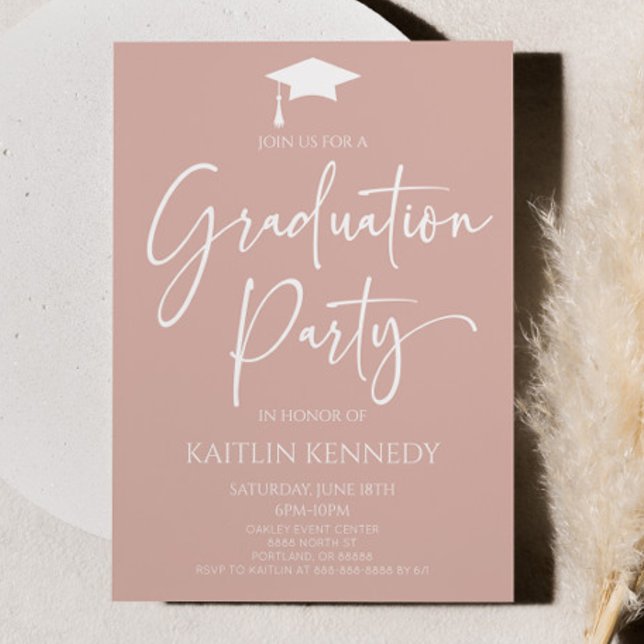 Minimalistisch Blush Pink Elegante Graduierungspar Einladung (Von Creator hochgeladen)