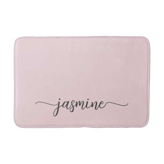 Minimalistisch Blush Pink Girl Monogram Name Scrip Badematte (Vorderseite)