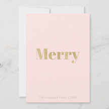 Minimalistisch Blush Pink & Gold Frohe Weihnachtsk