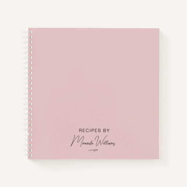 Minimalistisch Blush Pink Handgeschriebener Name R Notizbuch (Vorderseite)