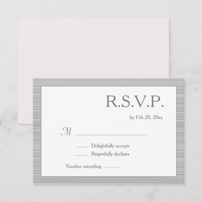 Minimalistisch Blush Pink Weiße Streifen UAWG Einladung (Vorne/Hinten)