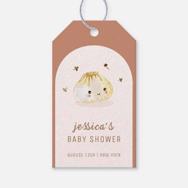 Minimalistisch Boho Arch Chinese Dumpling Baby Dus Geschenkanhänger (Vorderseite)