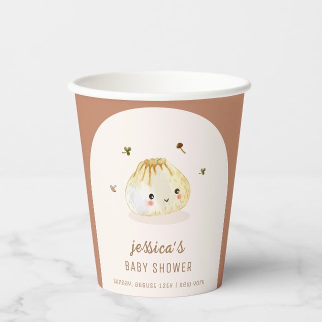 Minimalistisch Boho Arch Chinese Dumpling Baby Dus Pappbecher (Vorderseite)