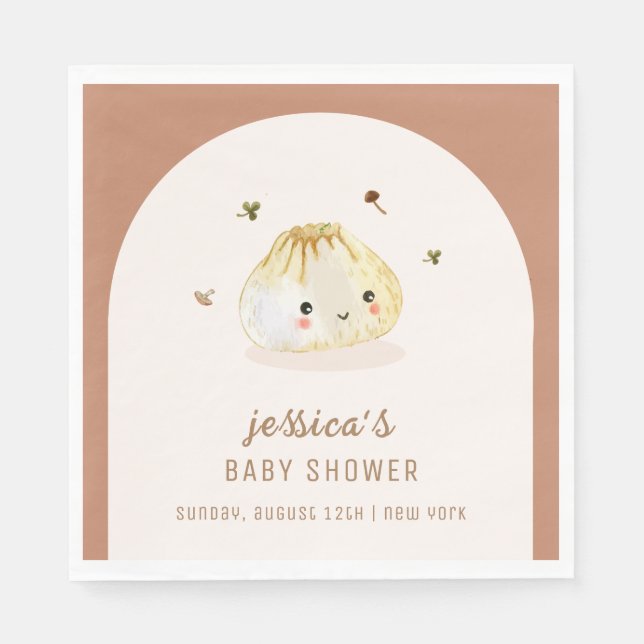 Minimalistisch Boho Arch Chinese Dumpling Baby Dus Serviette (Vorderseite)