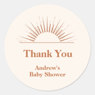 Minimalistisch Boho Arch Sunshine Baby Dusche Runder Aufkleber