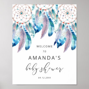 Minimalistisch Boho Begrüßung Bohemische Babydusch Poster