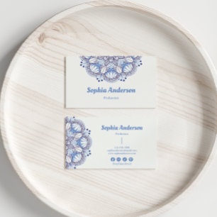 Minimalistisch Boho Blue Mandala Beruflich Visitenkarte