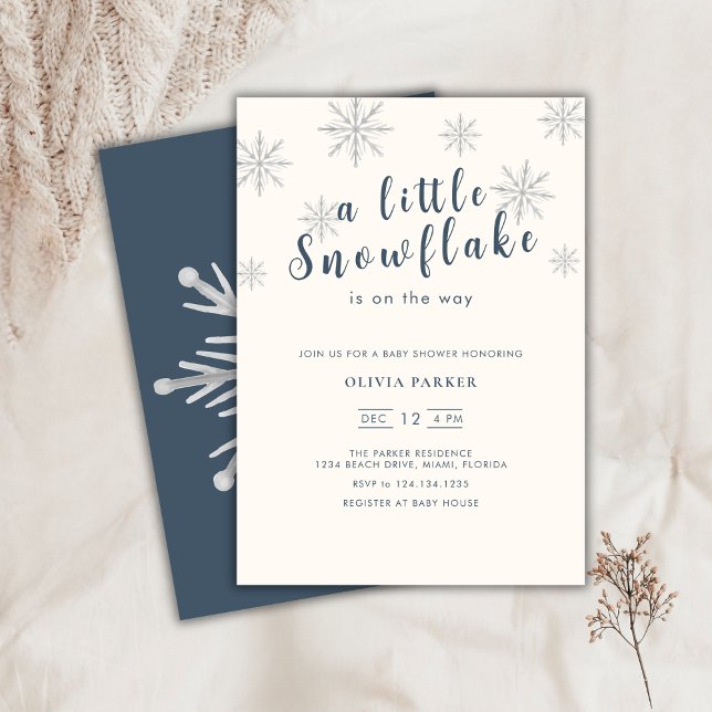 Minimalistisch Boho Blue Winter Baby Dusche Einlad Einladung (Minimalist Boho Blue Winter Baby Shower Invitation)