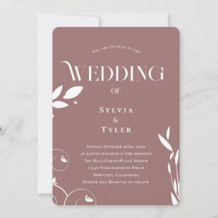 Minimalistisch Boho Botanical Mauve Wedding Einladung