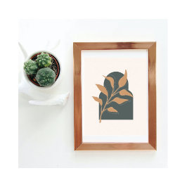 Minimalistisch Boho Botanische Blätter auf dem grü Poster