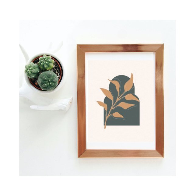 Minimalistisch Boho Botanische Blätter auf dem grü Poster (Von Creator hochgeladen)