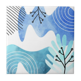 Minimalistisch Boho Botanische Blätter Kunst, Dich Fliese