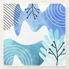 Minimalistisch Boho Botanische Blätter Kunst, Dich Glasuntersetzer