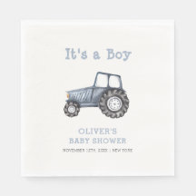 Minimalistisch Boho Boy Watercolor Traktor Babydus