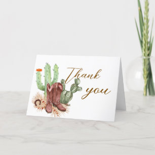 Minimalistisch Boho Cactus Cowboy Shoes Babydusche Dankeskarte