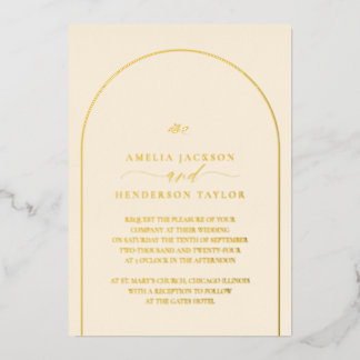 Minimalistisch Boho Cream Arch Wedding Folieneinladung