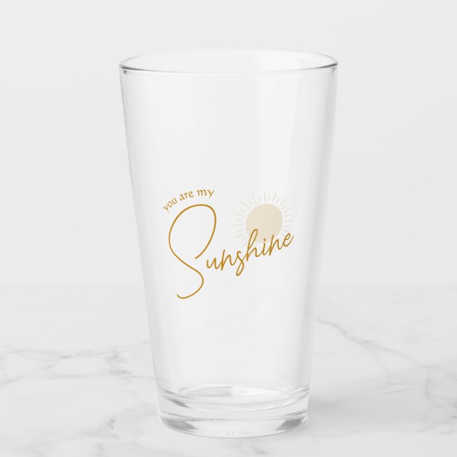 Minimalistisch Boho, du bist mein Sonnenschein Glas (Vorderseite)
