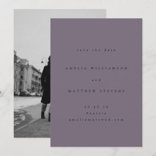 Minimalistisch Boho Dusty Lila Foto Wedding Save The Date
