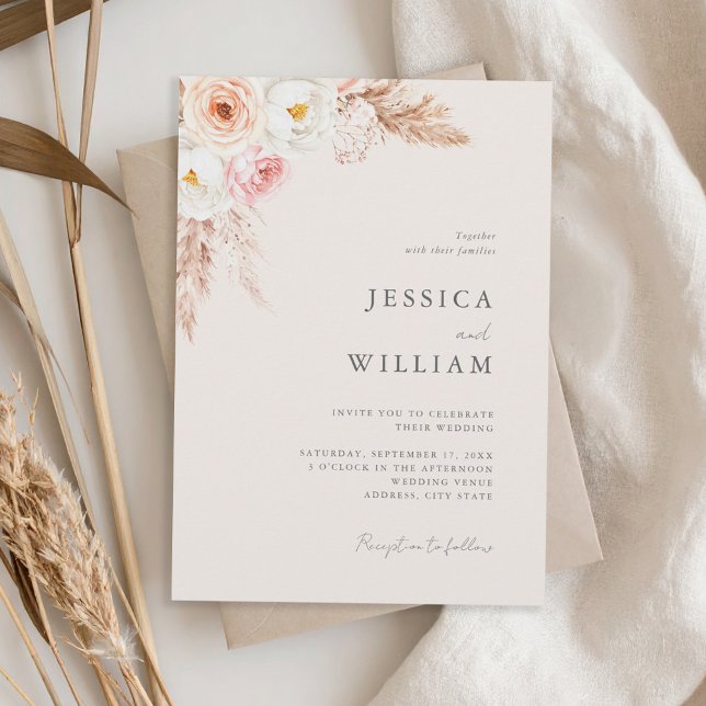 Minimalistisch Boho Fall Floral Wedding Einladung (Von Creator hochgeladen)