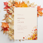 Minimalistisch Boho Fall Floral Wedding Einladung<br><div class="desc">Moderne minimalistische Hochzeitseinladung mit schlichtem Design, eleganter Typografie und boho Herbstlauben Blumenrahmen-Design.</div>
