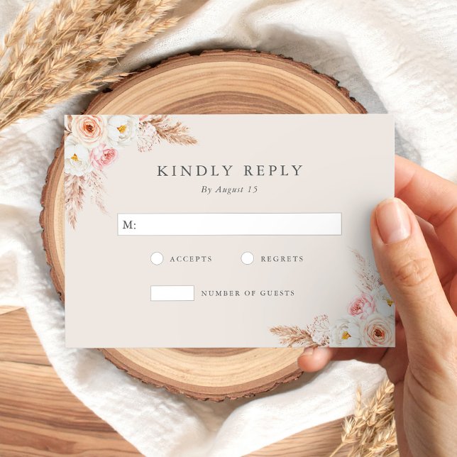 Minimalistisch Boho Fall Floral Wedding RSVP Karte (Von Creator hochgeladen)