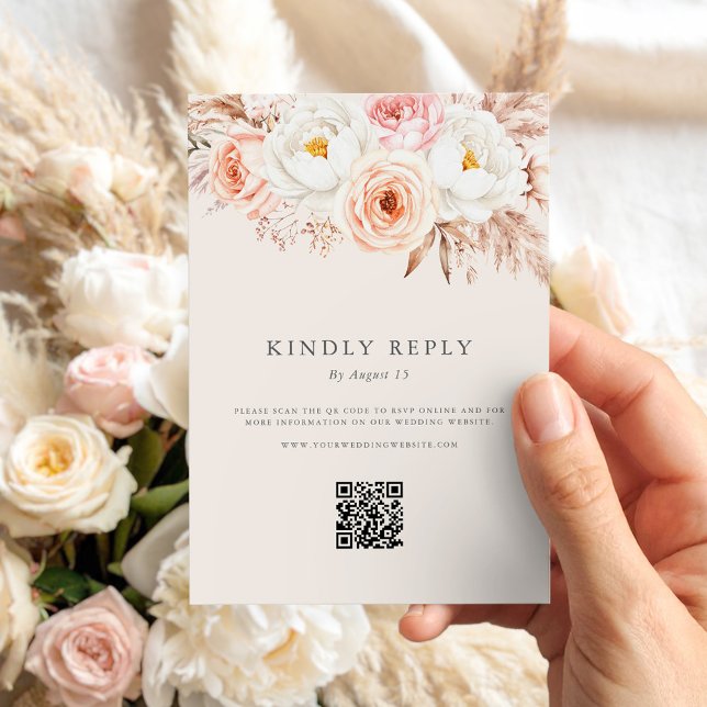 Minimalistisch Boho Fall Floral Wedding RSVP Karte (Von Creator hochgeladen)