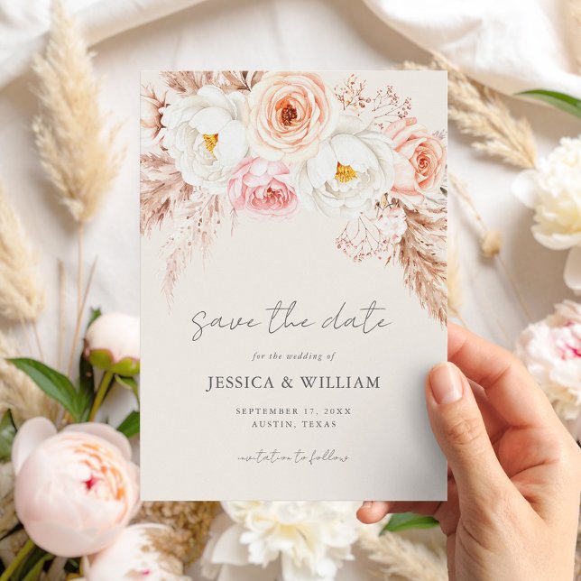Minimalistisch Boho Fall Floral Wedding Save The Date (Von Creator hochgeladen)