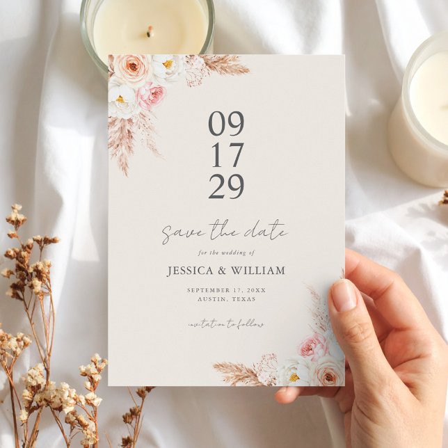 Minimalistisch Boho Fall Floral Wedding Save The Date (Von Creator hochgeladen)