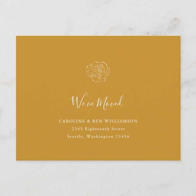 Minimalistisch Boho Floral bewegte Adresse gelb Postkarte (Vorderseite)