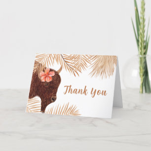 Minimalistisch Boho Floral Holy Cow Girl Babydusch Dankeskarte