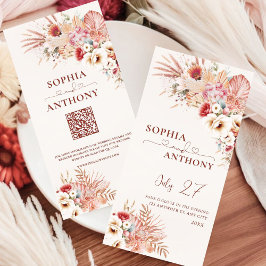 Minimalistisch Boho Floral QR Code Wedding Save The Date