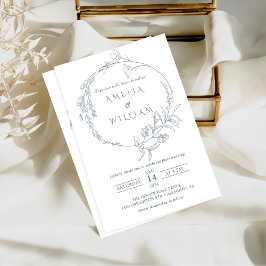 Minimalistisch Boho Floral Wreath Wedding Einladung