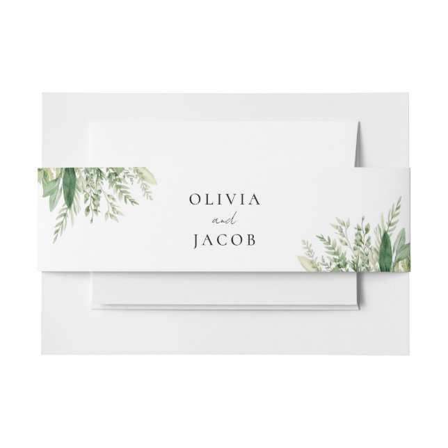 Minimalistisch Boho Greenery Wedding Einladungsbanderole (Vorderseite Beispiel)