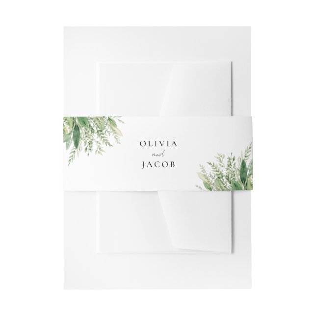 Minimalistisch Boho Greenery Wedding Einladungsbanderole (Vorderseite Beispiel)