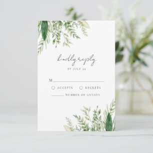 Minimalistisch Boho Greenery Wedding RSVP Karte