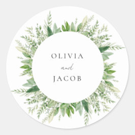 Minimalistisch Boho Greenery Wedding Runder Aufkleber