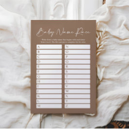 Minimalistisch Boho Name Race Baby Showkarte