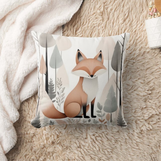 Minimalistisch Boho Niedlich Fox Woods Kinderzimme Kissen (Decke)