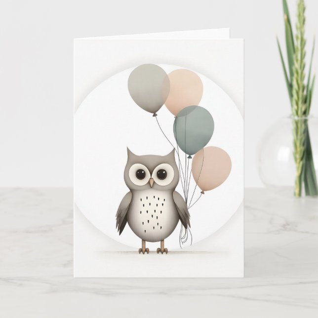 Minimalistisch Boho Owl mit Blankgrüße Karte (Vorderseite)