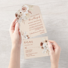 Minimalistisch Boho Pampas Grass Wedding All In One Einladung