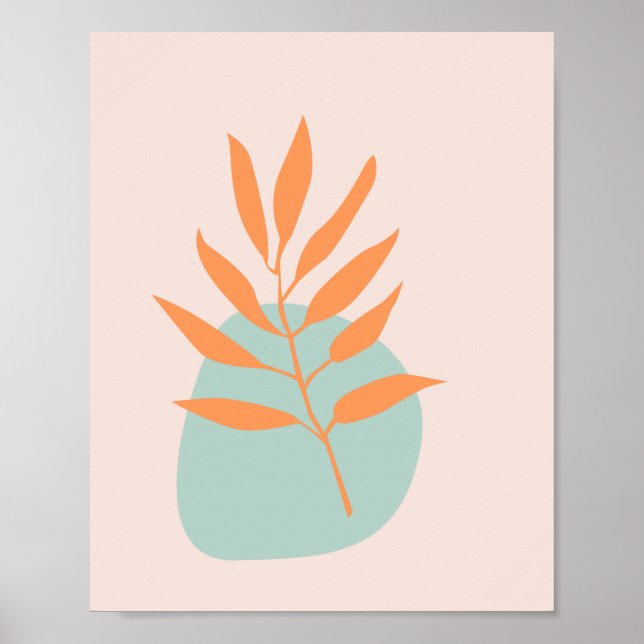 Minimalistisch Boho Pastel Floral Abstrakt Art Poster (Vorne)