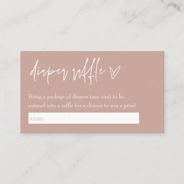 Minimalistisch Boho Pink Hello Baby Diaper Raffle Begleitkarte (Vorderseite)